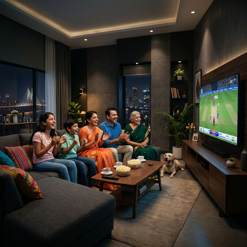 Indian Family Enjoying 4K Digital TV